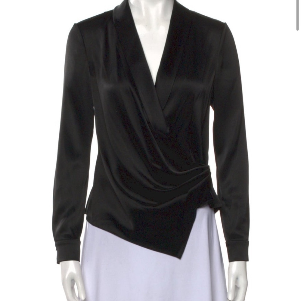 Alice + Olivia Black Drape Blouse